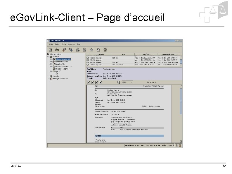 e. Gov. Link-Client – Page d’accueil Jus. Link 12 