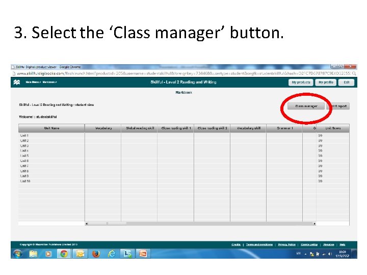 3. Select the ‘Class manager’ button. 