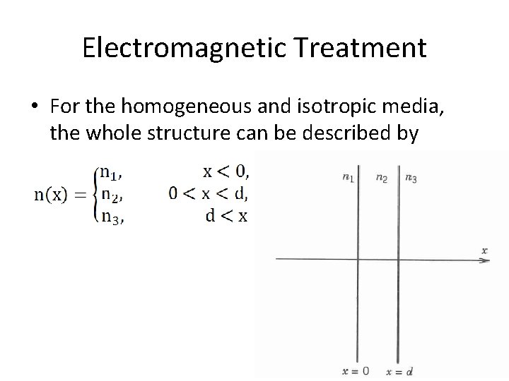 Electromagnetic Treatment • For the homogeneous and isotropic media, the whole structure can be