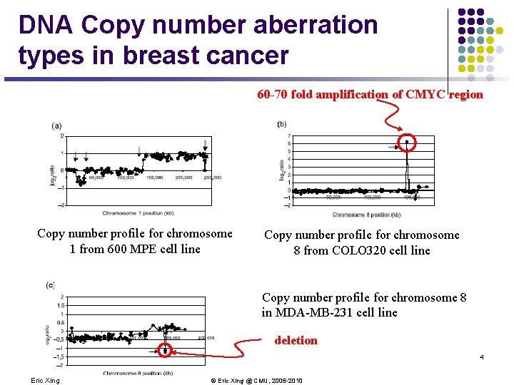 DNA Copy number aberration types in breast cancer 60 -70 fold amplification of CMYC