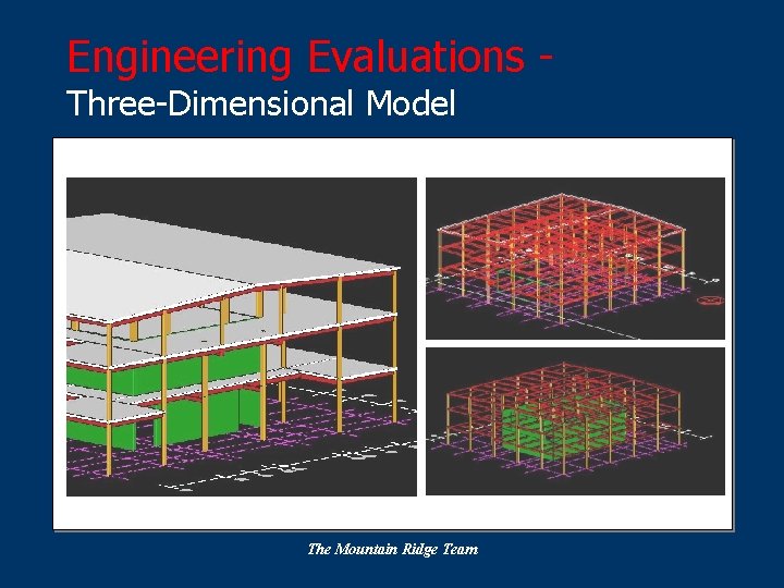 Engineering Evaluations Three-Dimensional Model The Mountain Ridge Team 