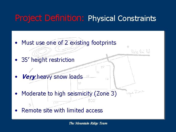 Project Definition: Physical Constraints • Must use one of 2 existing footprints • 35’