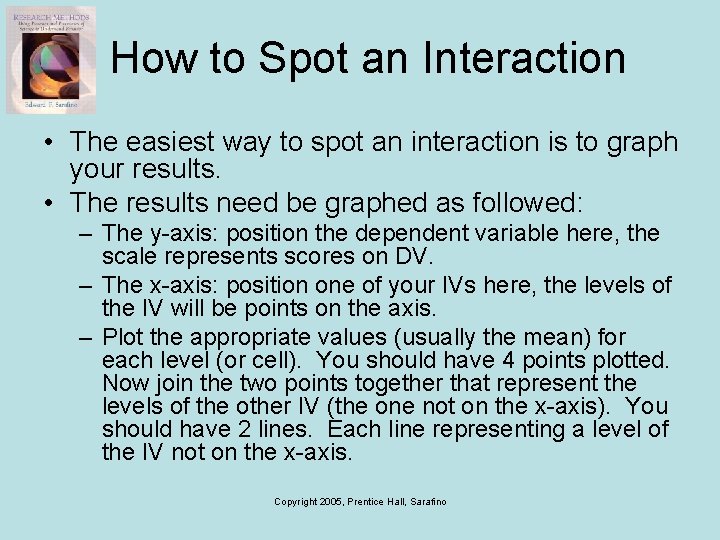 How to Spot an Interaction • The easiest way to spot an interaction is