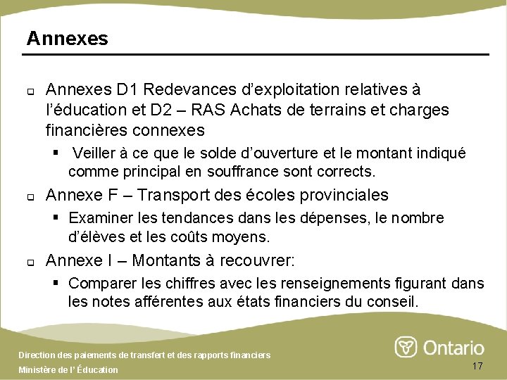 Annexes q Annexes D 1 Redevances d’exploitation relatives à l’éducation et D 2 –