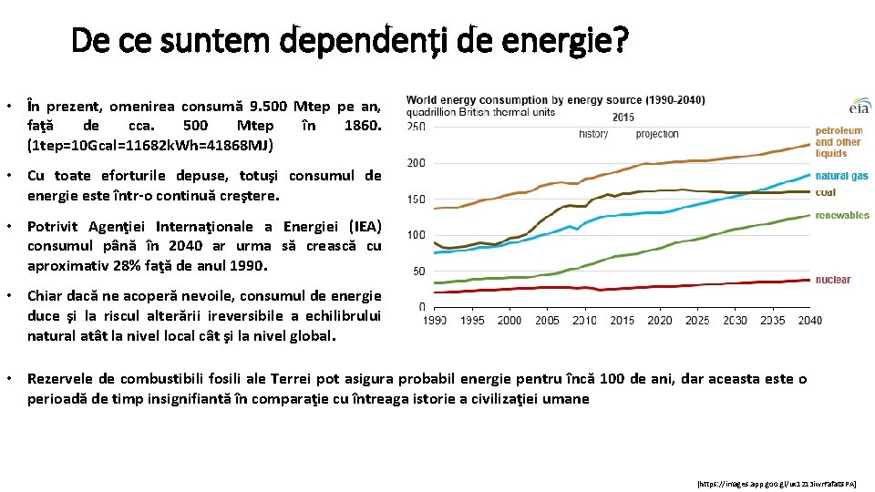 De ce suntem dependenți de energie? • În prezent, omenirea consumă 9. 500 Mtep