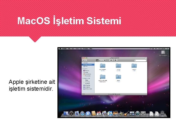 Mac. OS İşletim Sistemi Apple şirketine ait işletim sistemidir. 