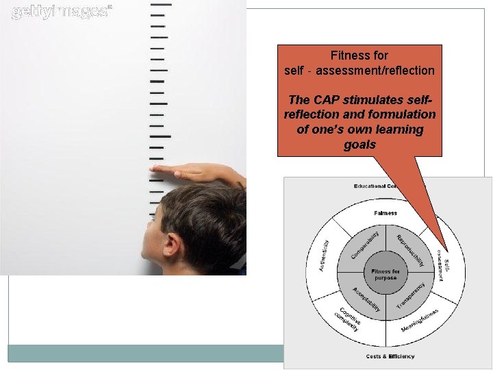 Fitness for self‐assessment/reflection The CAP stimulates selfreflection and formulation of one’s own learning goals