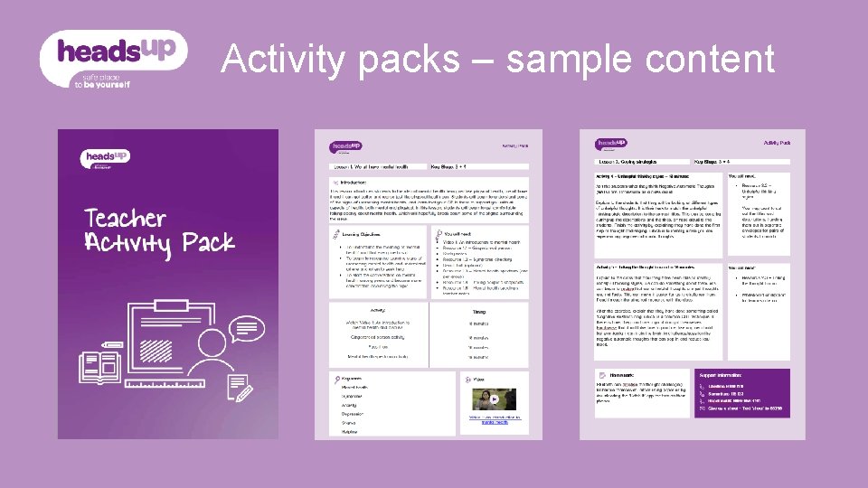 Activity packs – sample content 