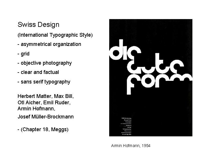 Swiss Design (International Typographic Style) - asymmetrical organization - grid - objective photography -