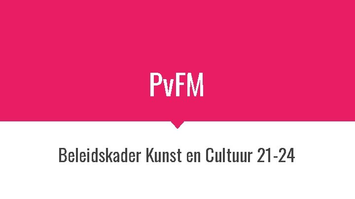 Pv. FM Beleidskader Kunst en Cultuur 21 -24 