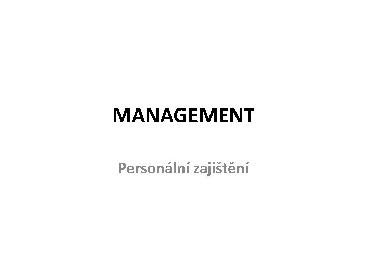 MANAGEMENT Personální zajištění 