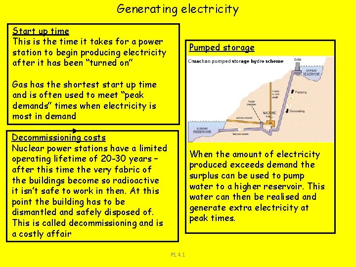 Generating electricity Start up time This is the time it takes for a power