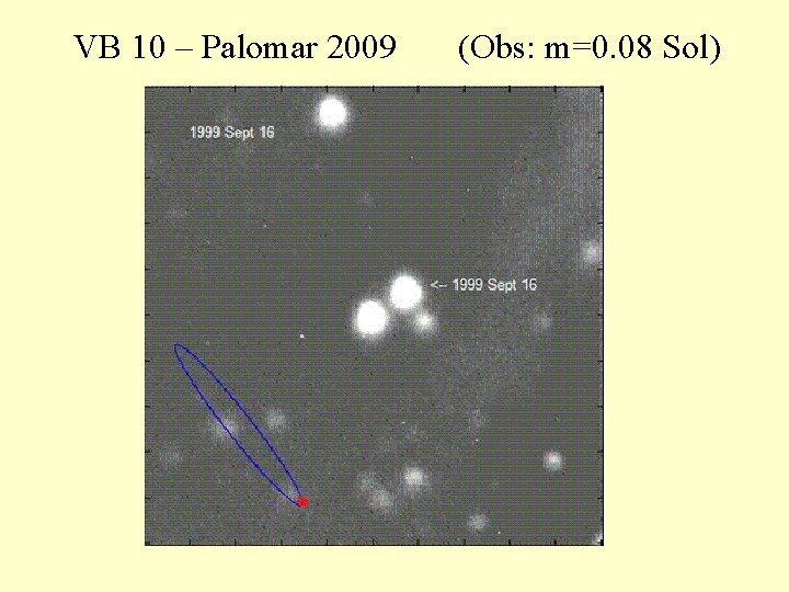 VB 10 – Palomar 2009 (Obs: m=0. 08 Sol) 