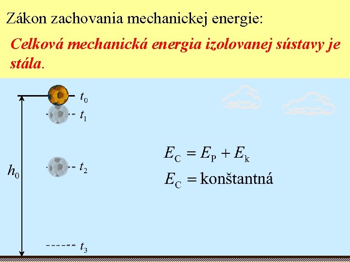 Zákon zachovania mechanickej energie: Celková mechanická energia izolovanej sústavy je stála. 