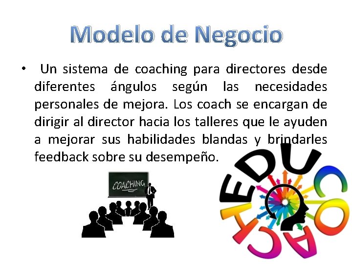 Modelo de Negocio • Un sistema de coaching para directores desde diferentes ángulos según