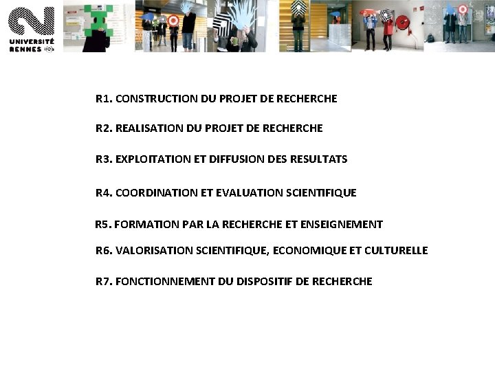 R 1. CONSTRUCTION DU PROJET DE RECHERCHE R 2. REALISATION DU PROJET DE RECHERCHE