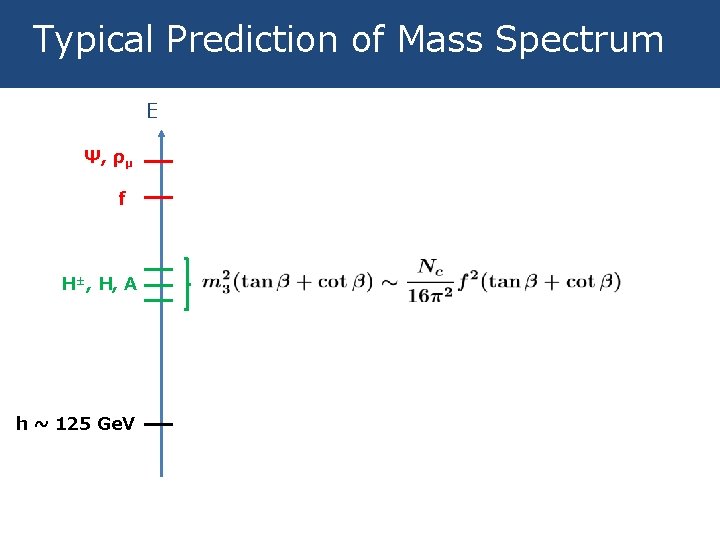 Typical Prediction of Mass Spectrum E Ψ, ρμ f H±, H, A h ~