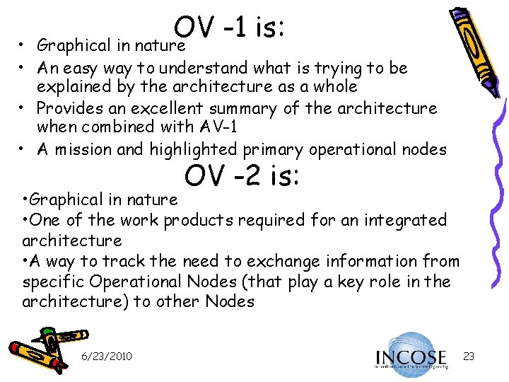 OV -1 is: Graphical in nature • • An easy way to understand what