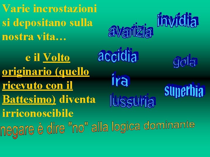 Varie incrostazioni si depositano sulla nostra vita… e il Volto originario (quello ricevuto con