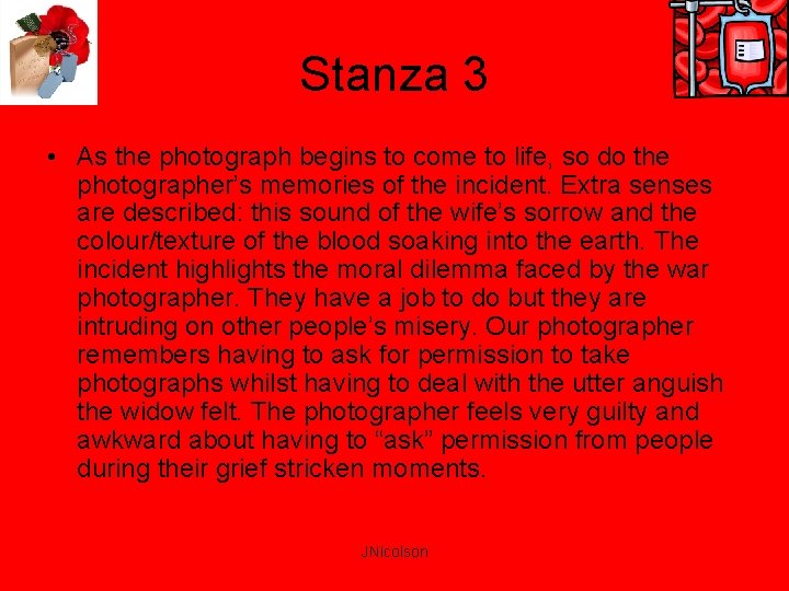 Stanza 3 • As the photograph begins to come to life, so do the