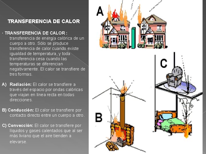 TRANSFERENCIA DE CALOR · TRANSFERENCIA DE CALOR : transferencia de energía calórica de un