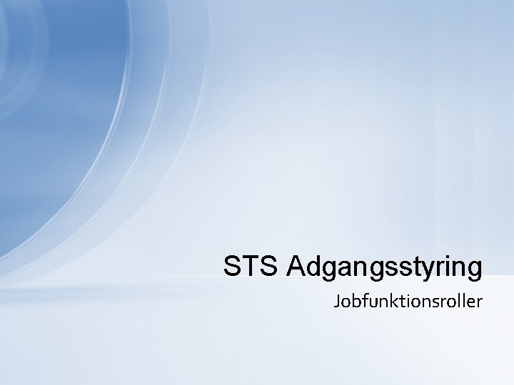 STS Adgangsstyring Jobfunktionsroller 