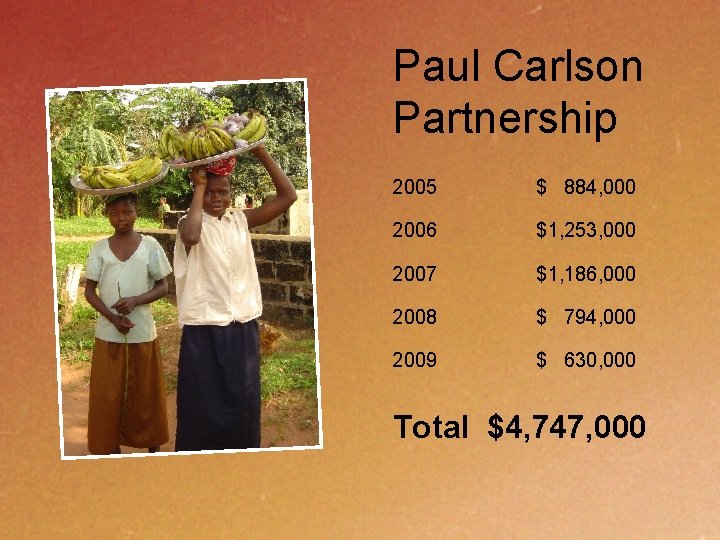 Paul Carlson Partnership 2005 $ 884, 000 2006 $1, 253, 000 2007 $1, 186,