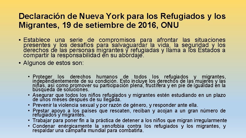 Declaración de Nueva York para los Refugiados y los Migrantes, 19 de setiembre de