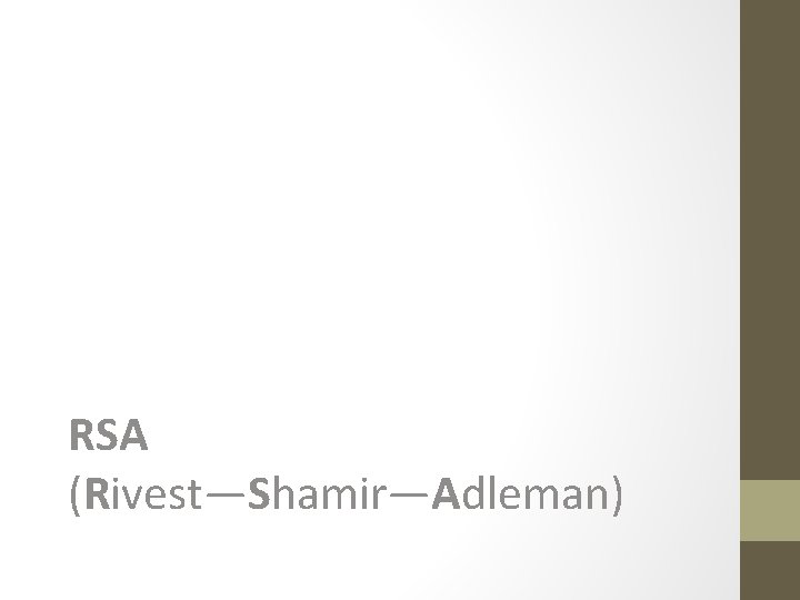 RSA (Rivest—Shamir—Adleman) 