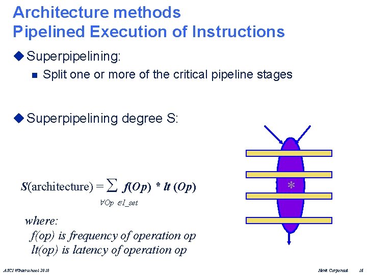 Architecture methods Pipelined Execution of Instructions u Superpipelining: n Split one or more of