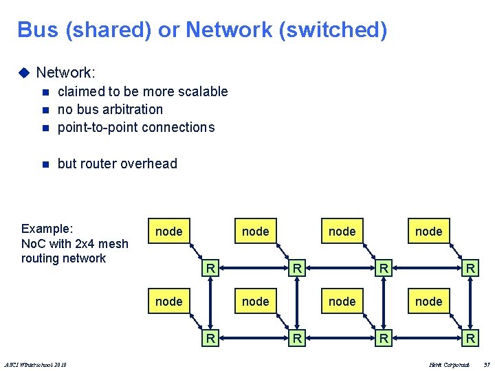 Bus (shared) or Network (switched) u Network: n claimed to be more scalable n
