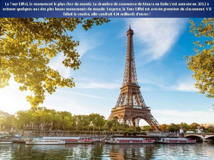 La Tour Eiffel, le monument le plus cher du monde La chambre de commerce