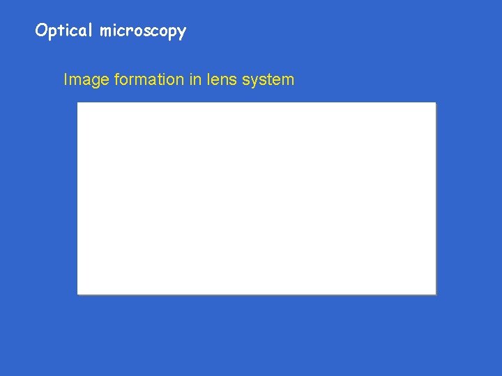Optical microscopy Image formation in lens system 