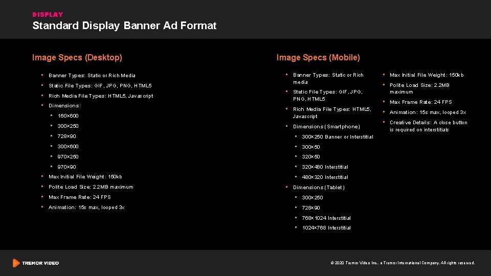 Ad Header Format AD SPECS DISPLAY Standard Display Banner Ad Format