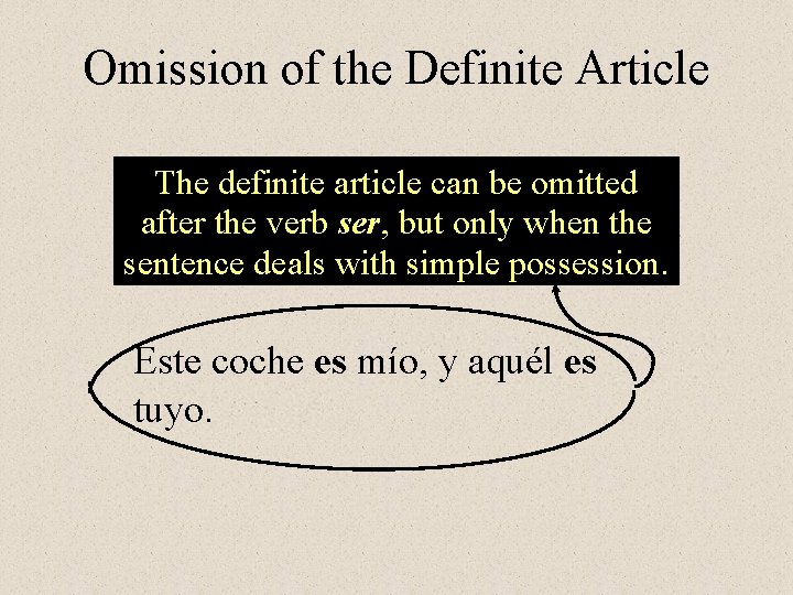 Omission of the Definite Article The definite article can be omitted after the verb