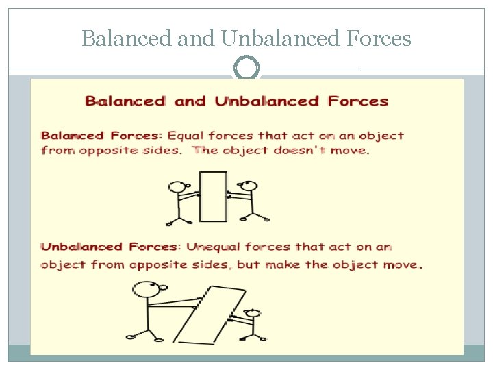 Balanced and Unbalanced Forces Balanced and Unbalanced Forces