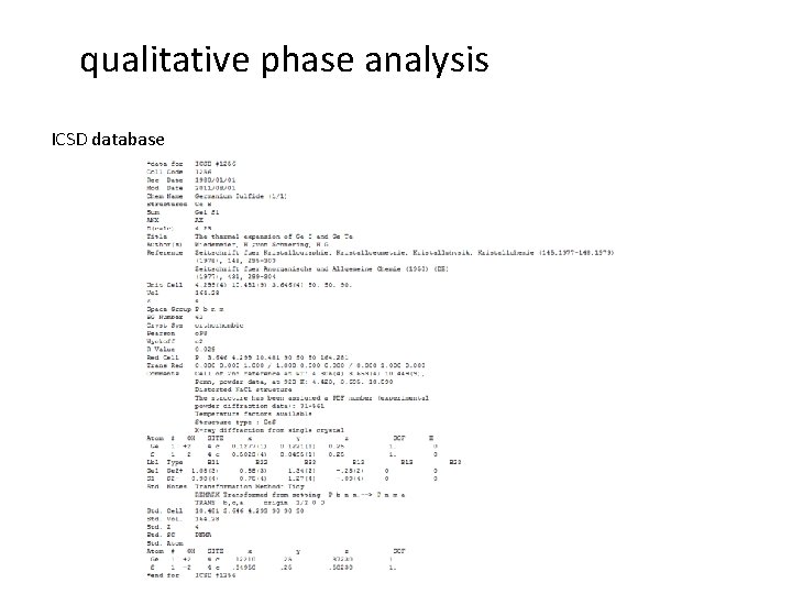 qualitative phase analysis ICSD database 
