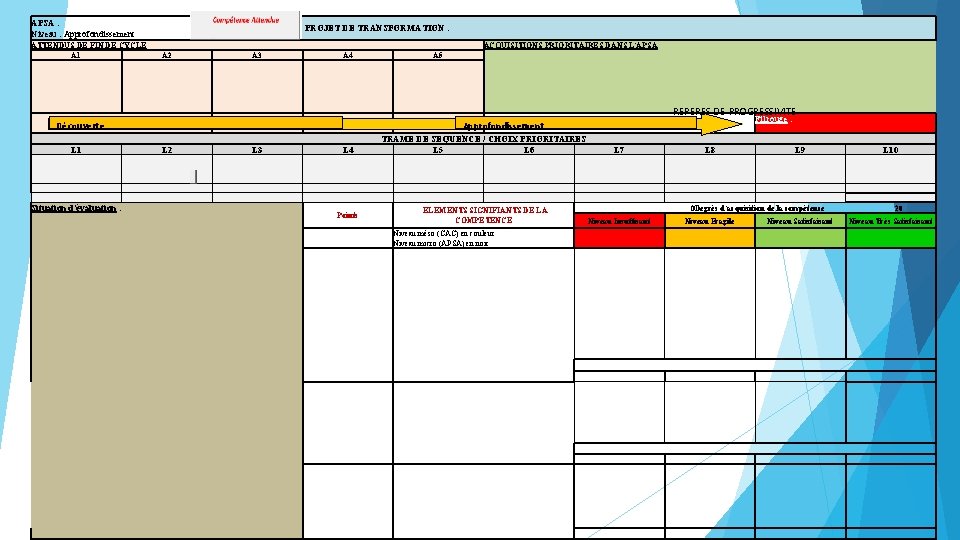 APSA : Niveau : Approfondissement ATTENDUS DE FIN DE CYCLE A 1 PROJET DE