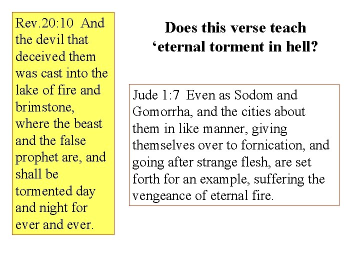 Rev. 20: 10 And the devil that deceived them was cast into the lake