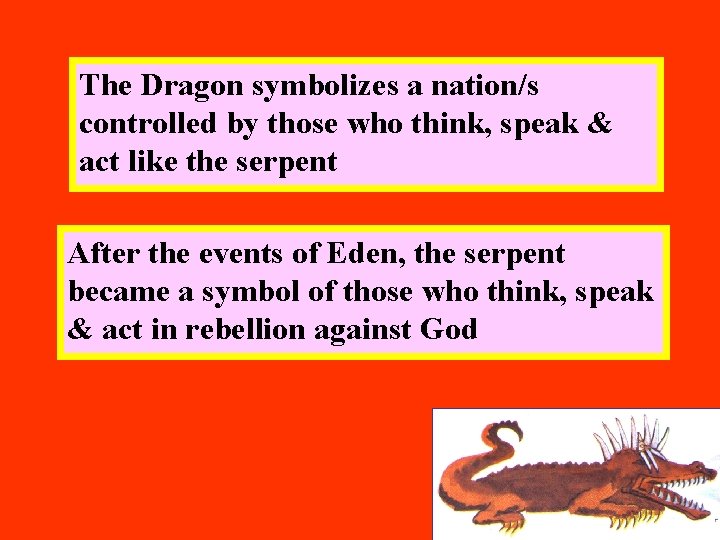 The Dragon symbolizes a nation/s controlled by those who think, speak & act like