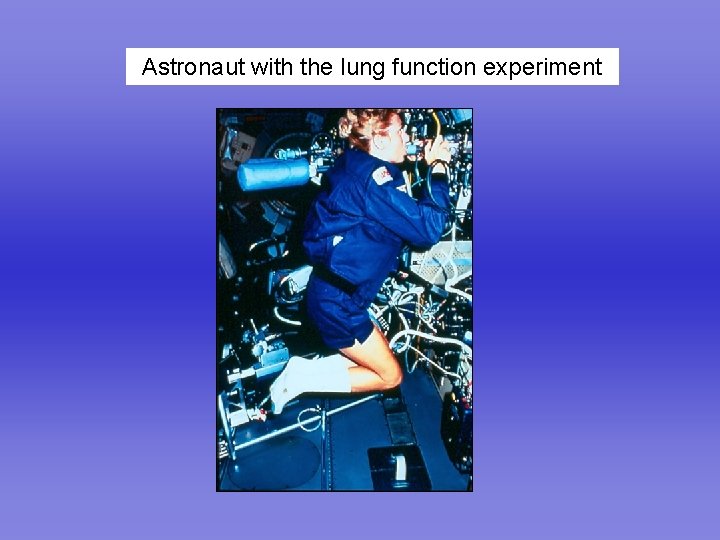 Astronaut with the lung function experiment 