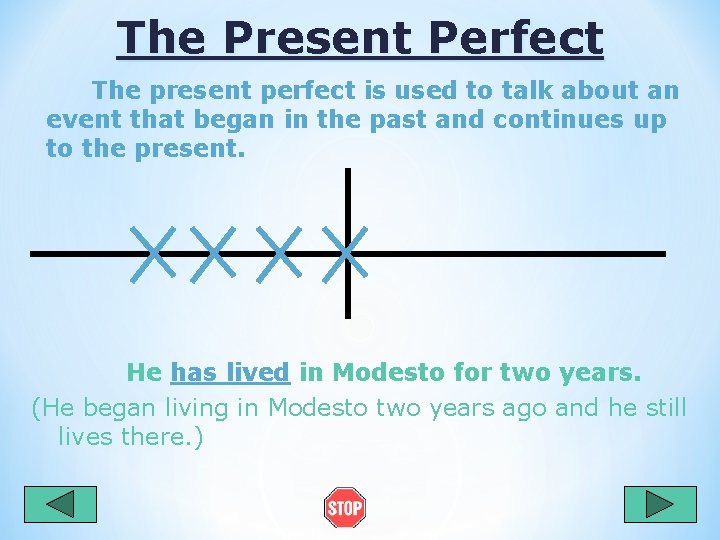 The Present Perfect The present perfect is used to talk about an event that