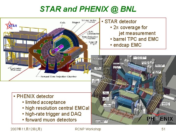 STAR and PHENIX @ BNL • STAR detector • 2 coverage for jet measurement