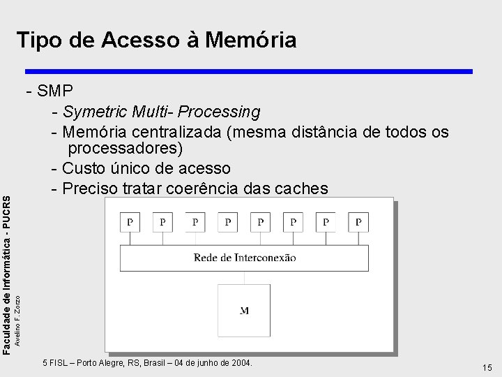 - SMP - Symetric Multi- Processing - Memória centralizada (mesma distância de todos os