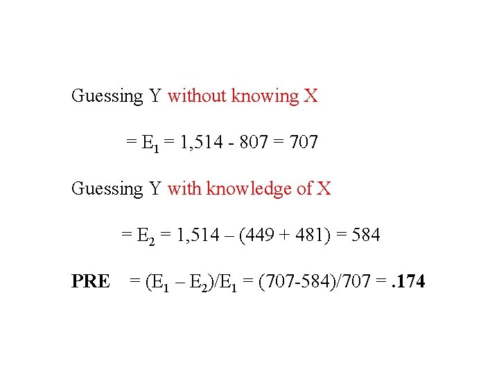 Guessing Y without knowing X = E 1 = 1, 514 - 807 =