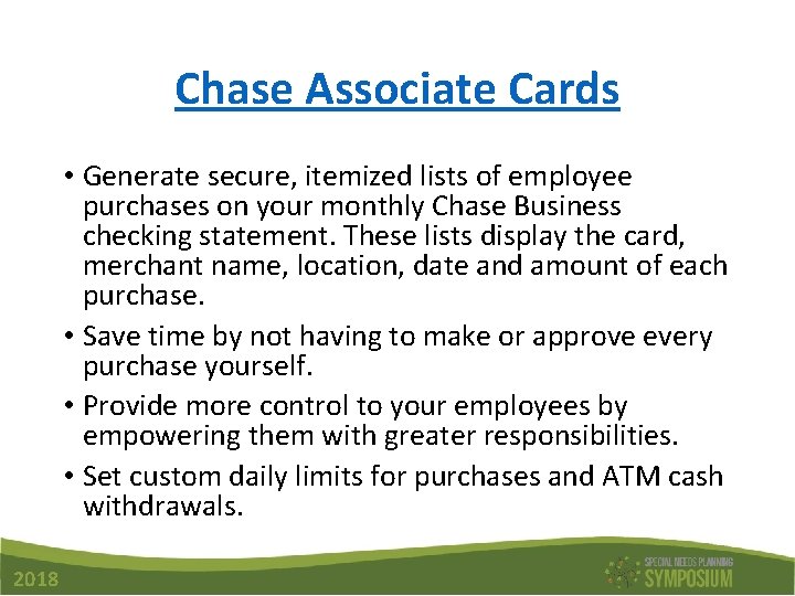 Chase Associate Cards • Generate secure, itemized lists of employee purchases on your monthly