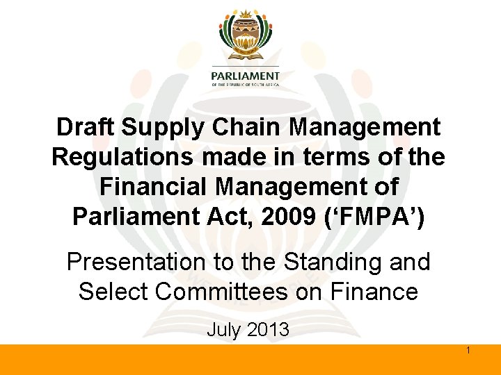 Draft Supply Chain Management Regulations made in terms