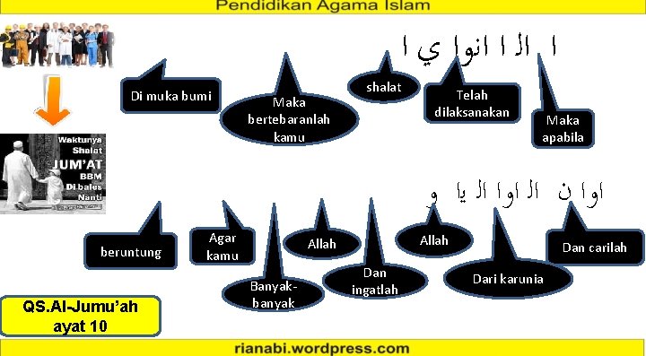  ﺍ ﺍﻟ ﺍ ﺍﻧﻭﺍ ﻱ ﺍ Di muka bumi Maka bertebaranlah kamu shalat