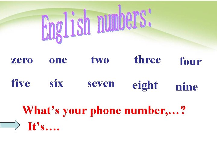 zero one two three four five six seven eight nine What’s your phone number,