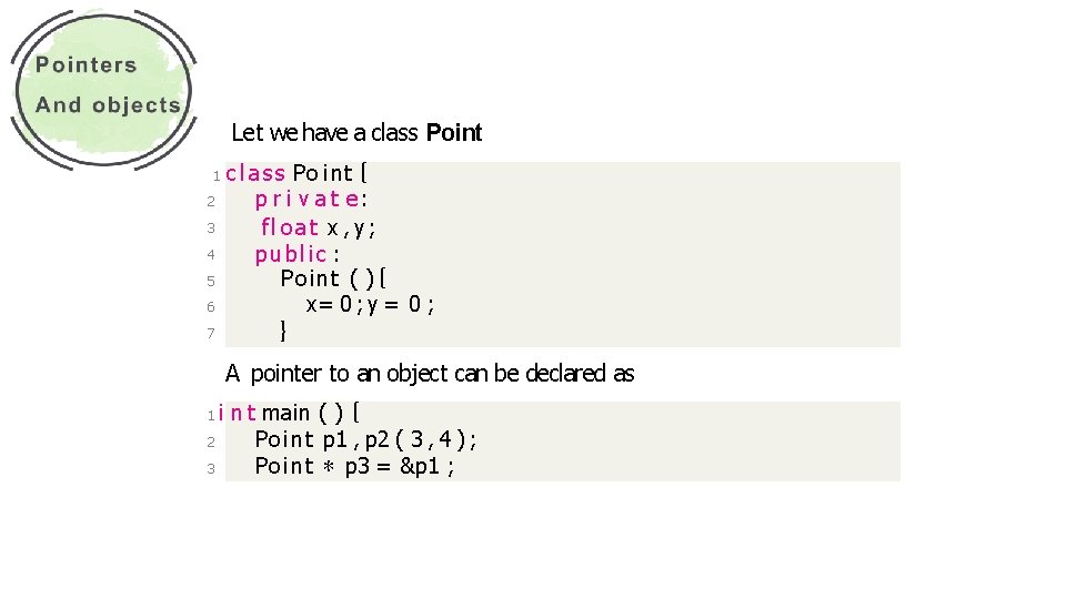 Let we have a class Point 1 2 3 4 5 6 7 c
